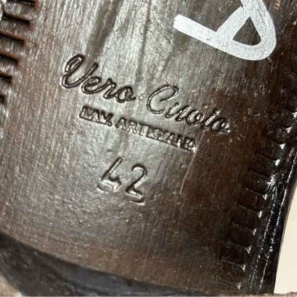 Vero Cuoio Lav. Artigiana Mens Almond Toe Black Leather Slip On Loafers Size 42 - Picture 10 of 10